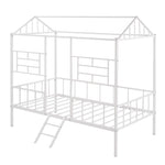 ZUN Metal House Bed Frame Twin Size with Slatted Support No Box Spring Needed White MF289091AAK