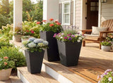 Set of 3 PP Rattan Wicker Planters with Metal Frame & Inner Pots, Stackable Tall Plant Pots for 77738352
