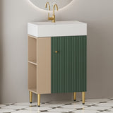 21.6" Open-shelving Bathroom Vanity with Ceramic Sink and Soft-Closing Door, Cloakroom Open Shelf 46799268