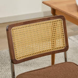 Mid Century Modern Dining Chairs Set of 2, Linen Accent Chairs with Natural Cane Back & Stainless W1143P342097