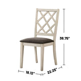 Set of 2 Fabric Upholstered Side Chairs in Antique White and Gray B016P156544