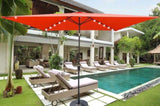 ZUN 10 x 6.5t Rectangular Patio Solar LED Lighted Outdoor Umbrellas with Crank and Push Button Tilt for W65642334