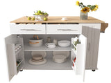 Kitchen Island with Drop Leaf, Kitchen Cart with 3 Tier Pull Out Cabinet Organizer, Internal 63885739