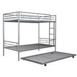 ZUN Twin-Over-Twin Metal Bunk Bed With Trundle,Can be Divided into two beds,No Box Spring needed ,White 47074765