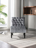 COOLMORE Modern Velvet Armless Accent Living Room Chair / Leisure Chair,Upholstered Fabric Button W39550130