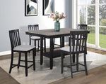 ZUN 2pc Black/Light Gray Counter Height Chair Slat Back Wooden Dining Room Furniture B011P257337