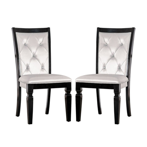 ZUN Set of 2 Dining Side Chair in Black and Silver Finish B016P156532