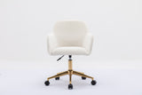 ZUN Modern Velvet Fabric Material Adjustable Height 360 revolving Home Office Chair with Gold Metal Legs 60852864