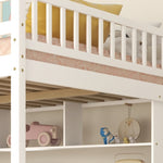 ZUN Full Size Loft Bed with Built-in Desk, Bookshelves and Storage Staircase,White 27873954