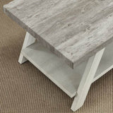 Athens Contemporary Two-Tone Wood Shelf End Table in Weathered Gray and Beige 06467700