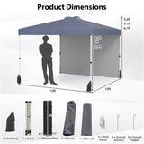 10 X 10 FT Gray Pop up Tent with Wheeled Bag and 1 Sidewall 09507160