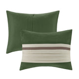 7 PC Pieced Faux Suede Comforter Set Green King B03597219