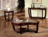 Dark Cherry 1pc Sofa Table Open Bottom Shelf Glass Insert Top Cocktail Table Living Room Furniture B011P246327