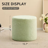 ZUN Round Teddy Fleece Ottoman with Soft Padded Seat, Multi-Functional Footrest, Vanity Chairs for 89970944