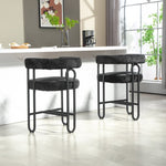 ZUN House Hold Bar Set of 2, Modern Bar Stool with Back, Black Metal Frames, Upholstered Bar W1588P194942