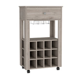 ZUN Ambler 1-Drawer 12-Bottle Wine Cabinet Light Grey B06279975