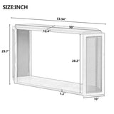 TREXM Unique Arrow-Shaped Design Console Table with Open Shelf and Rattan Side for Living Room and N715P228111B