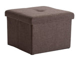 Faux Linen Folding Storage Ottoman Cube in Espresso 19898814