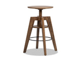 Spencer Minimalist Oak Wood Adjustable Bar Counter Stool, Walnut Brown Oak Wood B2719P252308