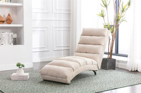 ZUN Linen Chaise Lounge Indoor Chair, Modern Long Lounger for Office or Living Room 53438833