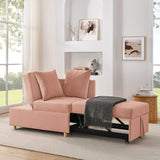 Convertible Sleeper Sofa Chair Adjustable Backrest Recliner with Pullout Sofa Bed with Wheels, W1413P227518