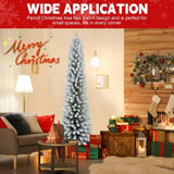 Artificial 6ft Flocked pencil Christmas Tree with 358 PVC Branch Tips, 150L Warm white led, Foldable 55494468