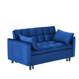 The 55-inch dreamlike blue velvet sofa is elegant and convenient with pockets, cleverly interpreting W1658P246639