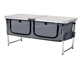 Outdoor Folding Camping Table with Storage Compartment, 4ft Portable Pinic Table with 3 Adjustable 49975057