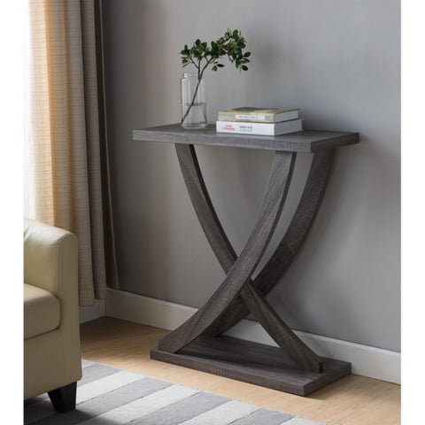 ZUN Curved Design Entryway Console Table, Distressed Gray Console Table for Hallway B107131284