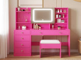 Barbie Pink Vanity Set Particleboard construction with tempered glass tabletop and textured 70723132