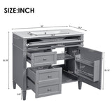 36'' Bathroom Vanity with Top Sink, Modern Bathroom Storage Cabinet with 2 Drawers and a Tip-out N710P230246E