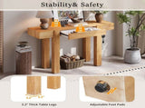 TREXM Rustic Minimalist Console Table with Hidden Drawer, Side Power Outlet,Wood Entryway Table for N715P361518N