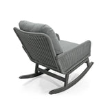 Contemporary Minimalist Gray Wicker Rocking Chair with Soft Polyester Cushions and Durable Wooden N767P229004G