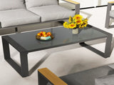 Coffee Table - Powder-Coated Aluminum and Glass Lightweight Table- Versatile Use- Rectangular - Gray B082P232965