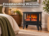 Mini Electric Fireplace Stove with 3D Flame, Timer and Remote, Black Double Door 69362552