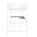 ZUN Twin Metal Loft Bed with Desk and Metal Grid,White 23730514