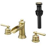 Bathroom Faucets for Sink 3 Hole Nickel Gold 8 inch Widespread Bathroom Sink Faucet with Pop Up W1932P180027