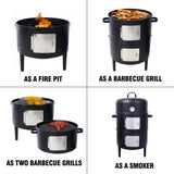 17 Inch Steel Charcoal Smoker, Heavy Duty Round BBQ Grill for Outdoor Cooking, Black W465P216801