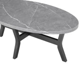 ZUN Modern Gray 3-Piece Cocktail Set Faux Marble Top Oval Coffee Table and Two Matching Round End Tables B011P244329