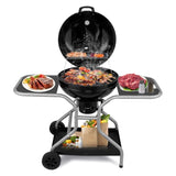 Kettle Charcoal Grill with 2 Side Tables, Storage Shelf, Upgraded Ash Catcher, Thermometer, Air 57338991