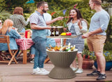 Outdoor Cooler Table, Height-Adjustable Outdoor Cool Bar w/ 8 Gallon Beer and Wine Cooler, 90343573