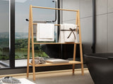 Bamboo Ladder Towel Rack with Storage Shelf 20210408