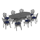 L81.89*W41.34-inch Cast Aluminum Patio Dining Table With Black Frame and Umbrella Hole W1710P166033