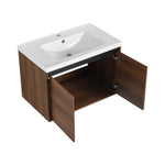 ZUN LEVISTAR Brown 30 Inch Bathroom Vanity with resin Countertop Sink, 2 Doors Bathroom Cabinet Set W1972P165046