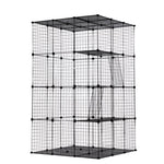 ZUN 3-Tier Wire Cat Cage, Large Kennels Playpen with 3 Platforms, 3 Ramp Ladders and 4 Doors, Black W2181P155328