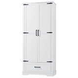 Tall Bathroom Storage Cabinet, Cabinet with Two Doors and One Drawer, Adjustable Shelf, MDF Board, 54458299