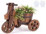 Wooden Raised Garden Bed Farmhouse Style Wooden Plant Trolley, Metal Band Reinforced Decorative 60355224