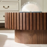 43.70 Inch Modern Handcraft Drum Coffee Oval Coffee for Living Room,Small Wooden Coffee W2582P250586