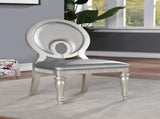 Formal Look Set of 2pc Side Chairs Dining Room Furniture Silver Leatherette Upholstered B2741P309205