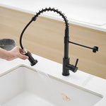 ZUN Kitchen Faucet with Pull Down Sprayer Black Stainless Steel Single Handle Pull Out Spring Sink W1932P224868